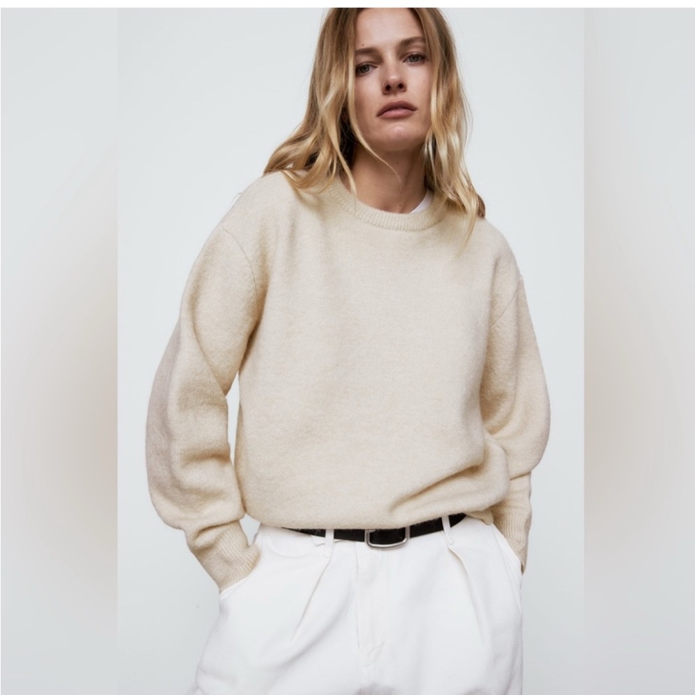 Zara Soft Cozy Cream wool blend Knit Sweater